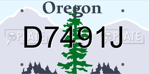 D7491J Oregon License Plate