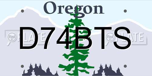 D74BTS Oregon License Plate