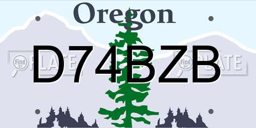 D74BZB Oregon License Plate
