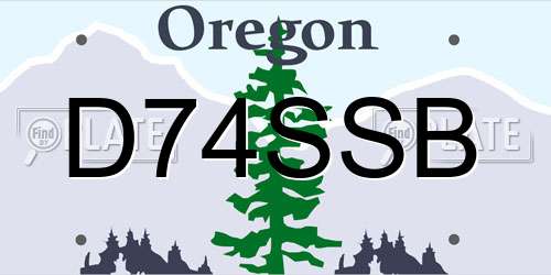 D74SSB Oregon License Plate
