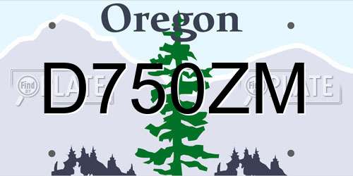 D750ZM Oregon License Plate