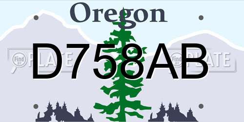 D758AB Oregon License Plate