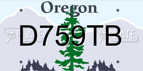 D759TB Oregon License Plate