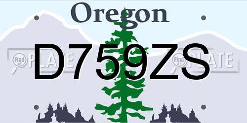 D759ZS Oregon License Plate