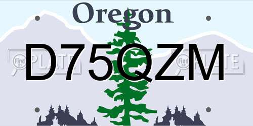 D75QZM Oregon License Plate