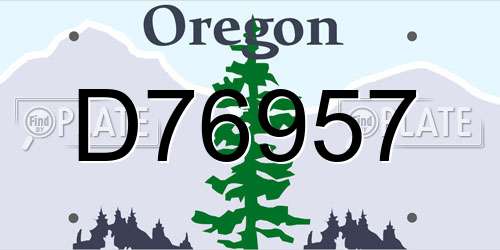 D76957 Oregon License Plate
