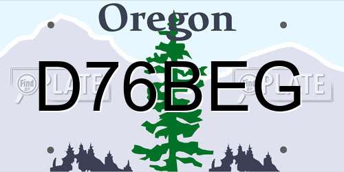 D76BEG Oregon License Plate