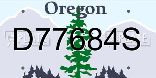 D77684S Oregon License Plate
