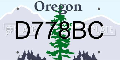 D778BC Oregon License Plate