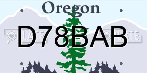 D78BAB Oregon License Plate