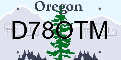 D78OTM Oregon License Plate