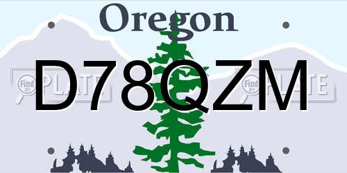 D78QZM Oregon License Plate