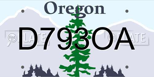 D793OA Oregon License Plate