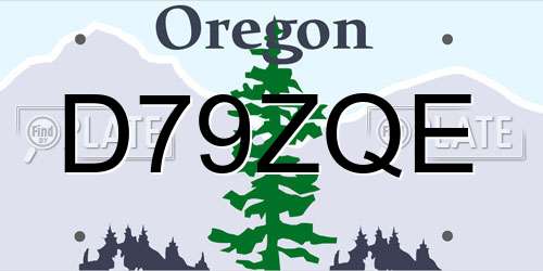 D79ZQE Oregon License Plate