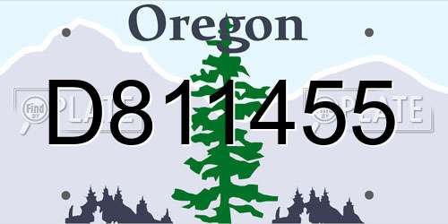 D811455 Oregon License Plate