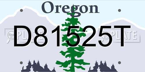 D81525T Oregon License Plate