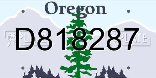 D818287 Oregon License Plate