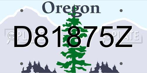 D81875Z Oregon License Plate
