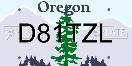 D81TZL Oregon License Plate