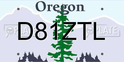 D81ZTL Oregon License Plate
