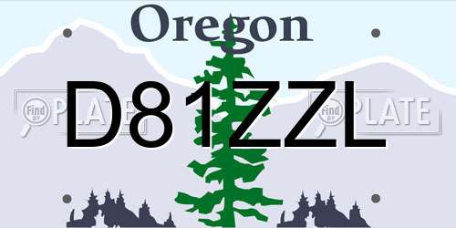 D81ZZL Oregon License Plate