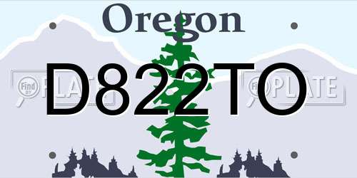 D822TO Oregon License Plate