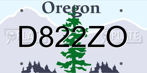 D822ZO Oregon License Plate