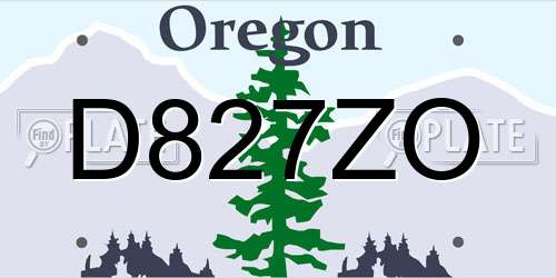 D827ZO Oregon License Plate