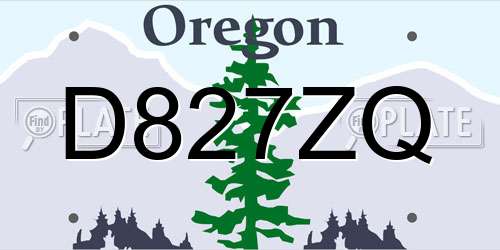 D827ZQ Oregon License Plate