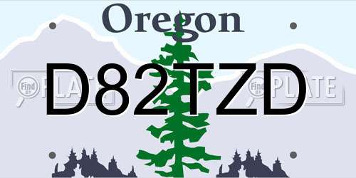 D82TZD Oregon License Plate