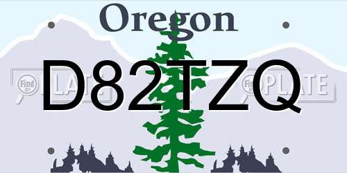 D82TZQ Oregon License Plate