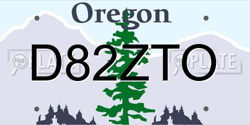 D82ZTO Oregon License Plate