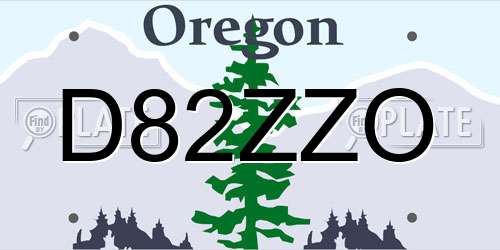 D82ZZO Oregon License Plate