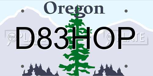 D83HOP Oregon License Plate