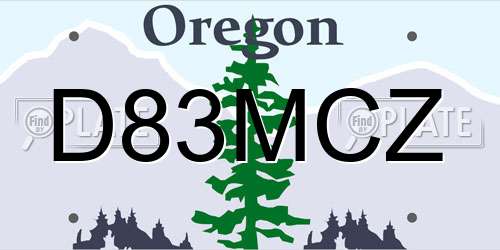 D83MCZ Oregon License Plate