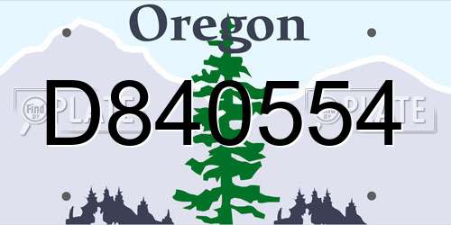 D840554 Oregon License Plate