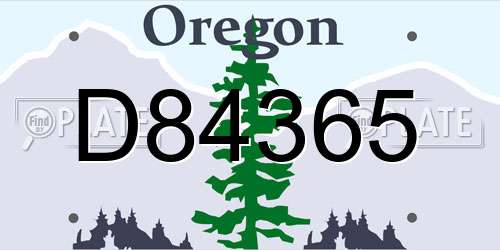 D84365 Oregon License Plate