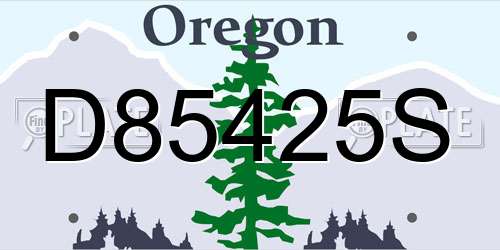 D85425S Oregon License Plate
