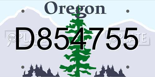 D854755 Oregon License Plate