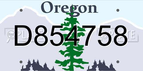 D854758 Oregon License Plate