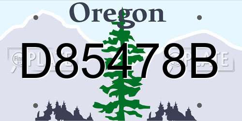 D85478B Oregon License Plate