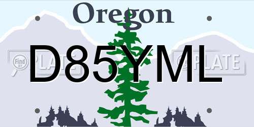 D85YML Oregon License Plate