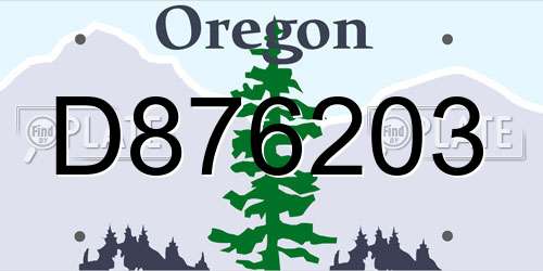 D876203 Oregon License Plate