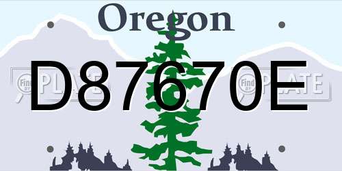 D87670E Oregon License Plate
