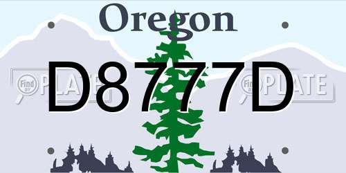 D8777D Oregon License Plate