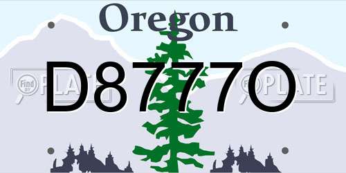 D8777O Oregon License Plate