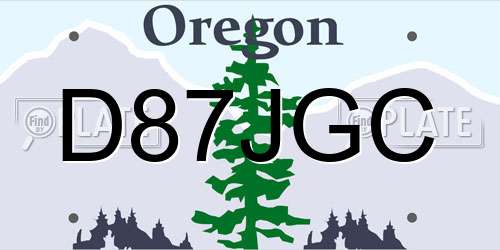 D87JGC Oregon License Plate