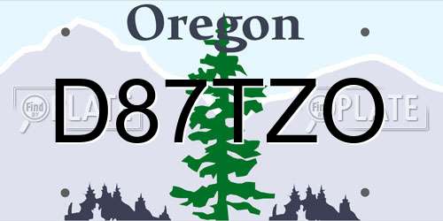 D87TZO Oregon License Plate