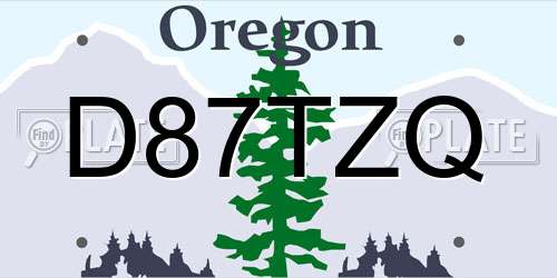 D87TZQ Oregon License Plate