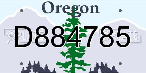 D884785 Oregon License Plate